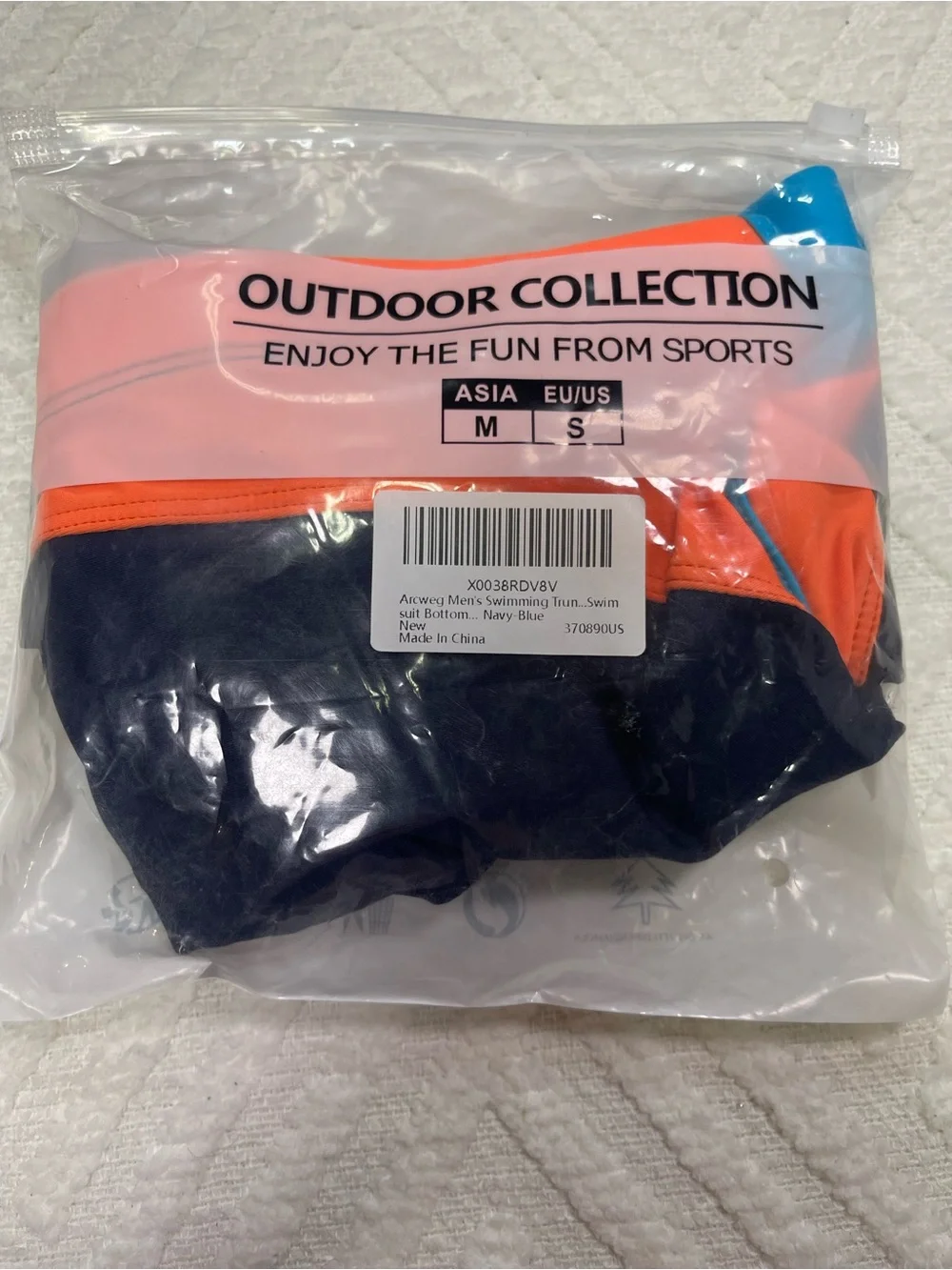 Arcweg Men's Colorblock Swim Shorts Blue and Orange Size Small